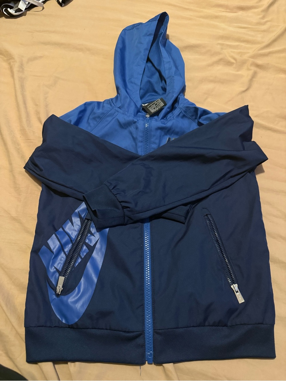 Kids Blue Hooded Zip Jacket - Windbreaker